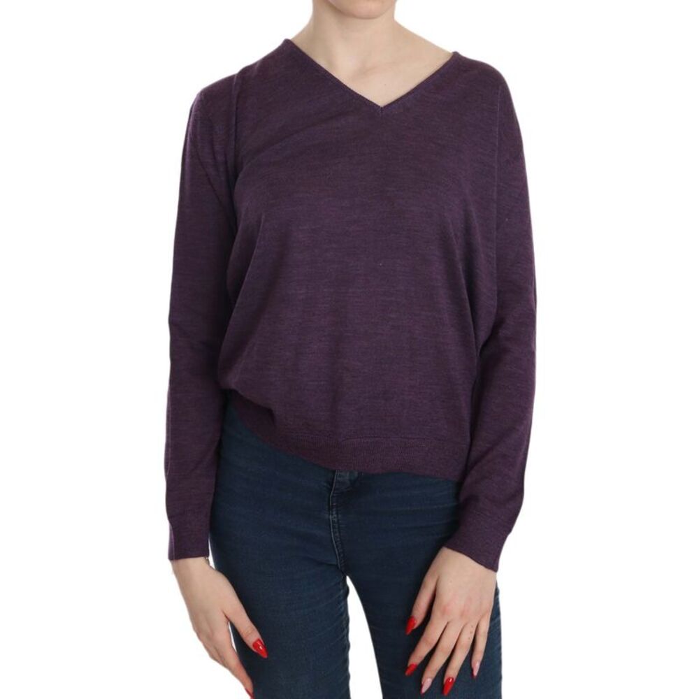 BYBLOS Purple V-neck Long Sleeve Pullover Women's Top